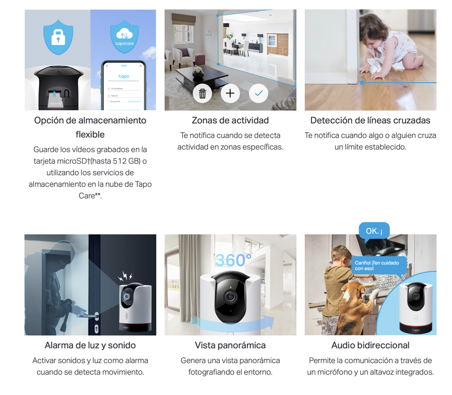 Cámara De Seguridad Tapo C225 gira 360° 2k 3mp Wi-fi Tp-link-5