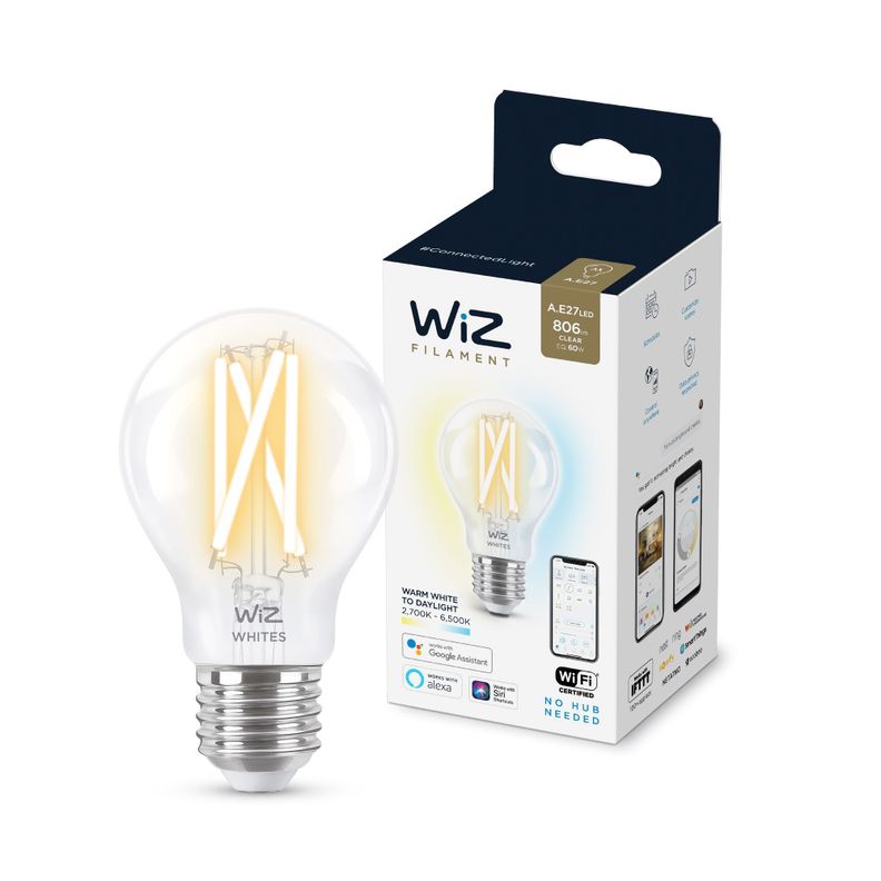 Pack 2 Ampolleta WiZ A60 Wi-Fi Calida/Fria 806 Lm bt Matter E27-1