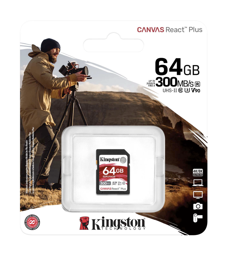 Memoria SD 64GB Canvas React Plus SDXC UHS-II 300R260W U3 V90 4K8K-1