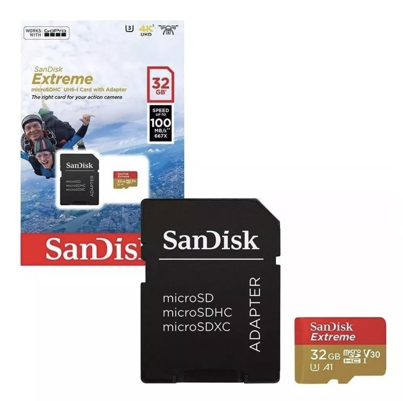 Tarjeta De Memoria Sandisk Extreme 32gb 4k U3 V30 C10  100MB/S-0