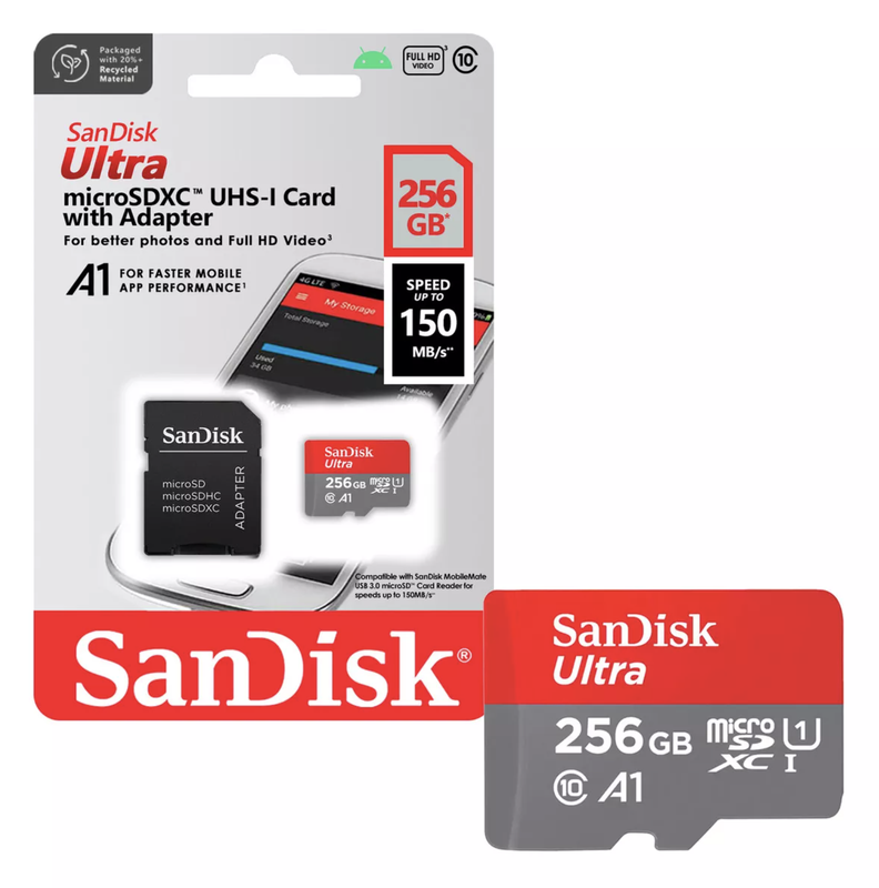 Tarjeta Memoria MicroSDXC SanDisk 256GB Ultra UHS-I A1 Alta V 150MS-0