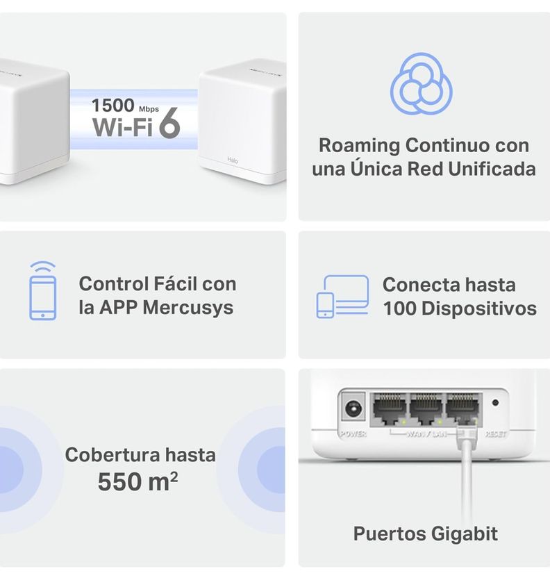Set 3 Sistema Wi-fi 6 Mesh Mercusys Tp-link Halo H80x Ax3000-6