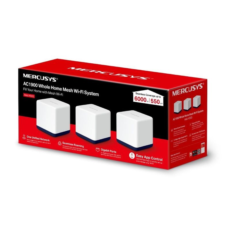 Set 3 Sistema Wi-fi Mesh Gigabit Halo H50g Ac1900 Mercusys-4