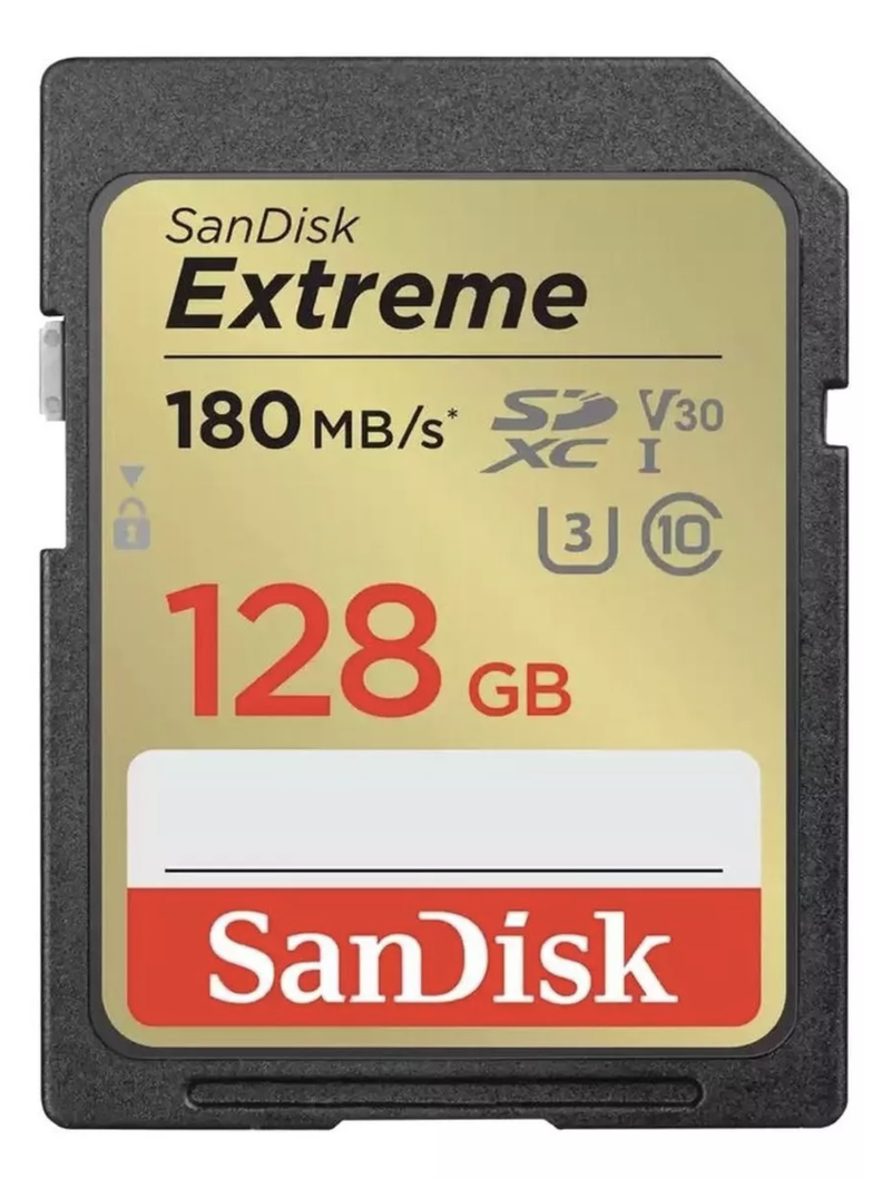 Tarjeta De Memoria Sd Uhs-i Sandisk Extreme 128GB 180 MB/S 4K V30-1