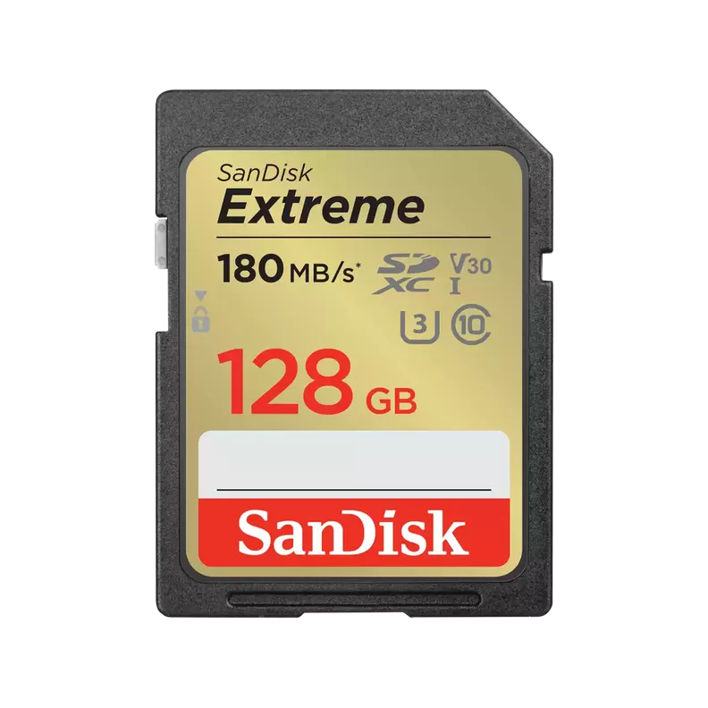 Tarjeta De Memoria Sd Uhs-i Sandisk Extreme 128GB 180 MB/S 4K V30-2