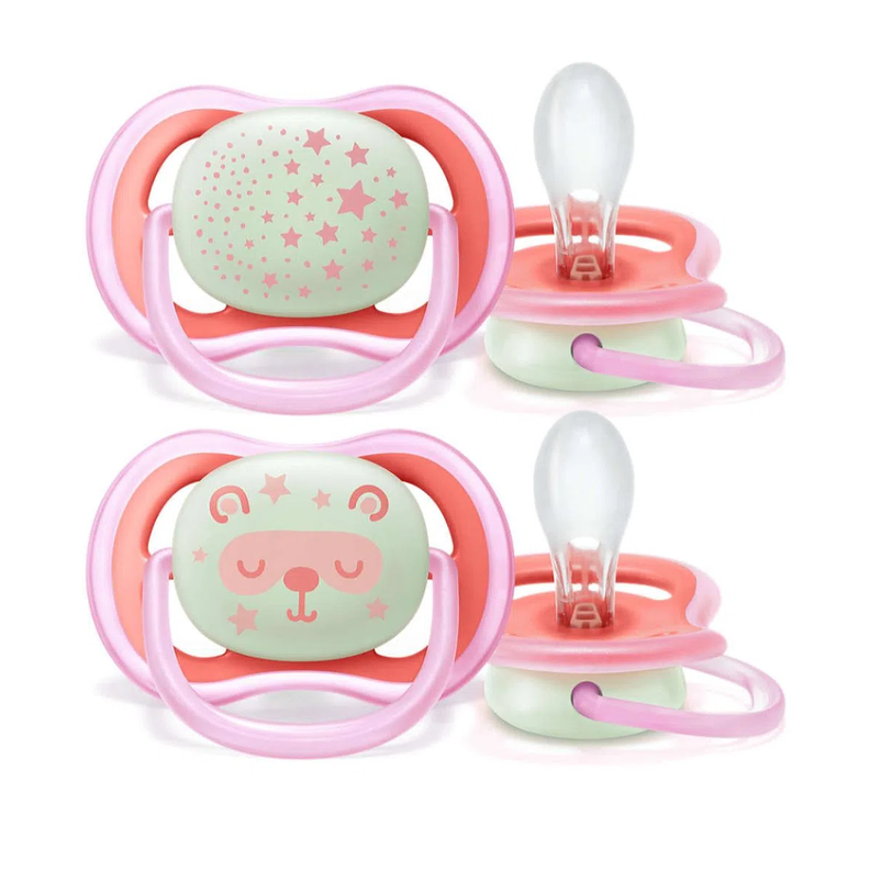2 Chupetes Nocturnos 6-18 meses Pink