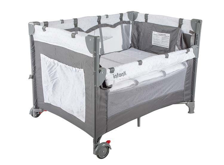 Cuna colchon Playard Always Proyector más Sabana Menta Oasis-6