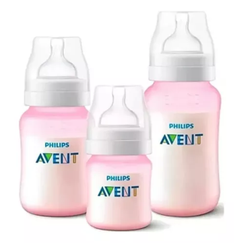 Set mamadera anti-colic 125 ML+260ML+330 ML Rosa-Azul-1