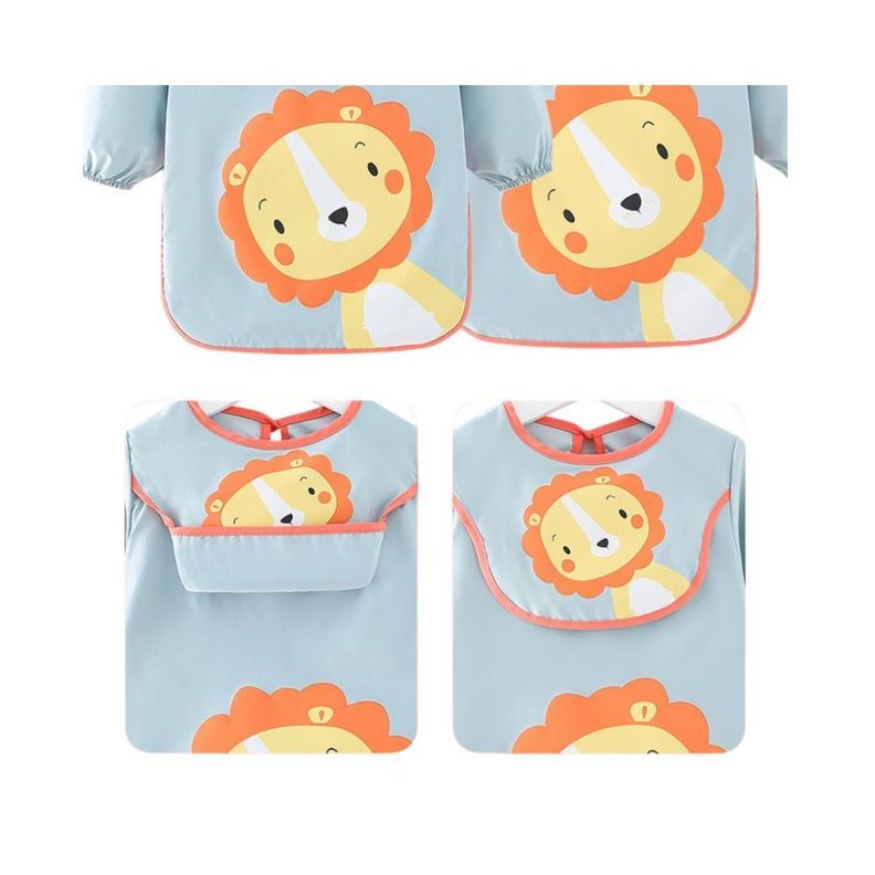Delantal Impermeable Largo para Niños Celeste-3