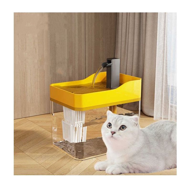 Bebedero Fuente para Mascotas Agua filtrada Amarillo-1