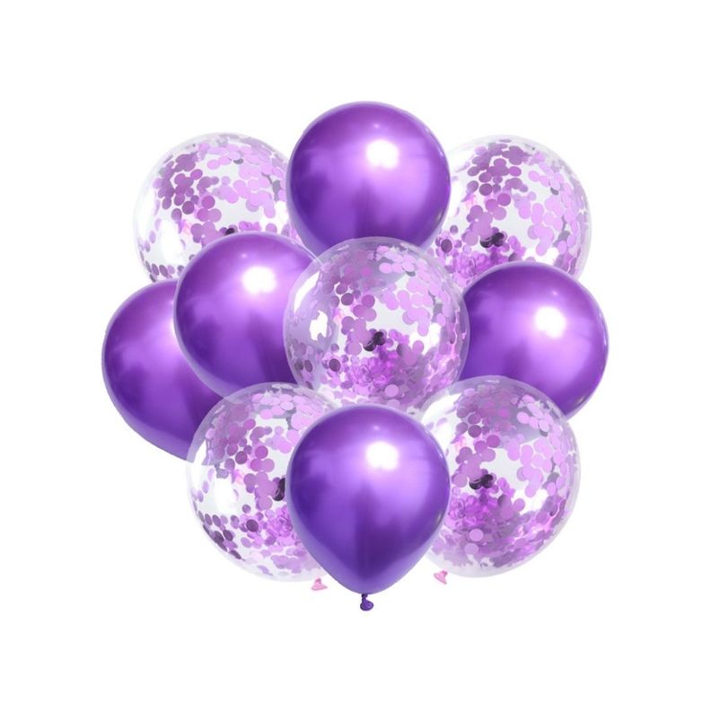 Set 12 Globos Premium para Fiestas Morado más Inflador-0