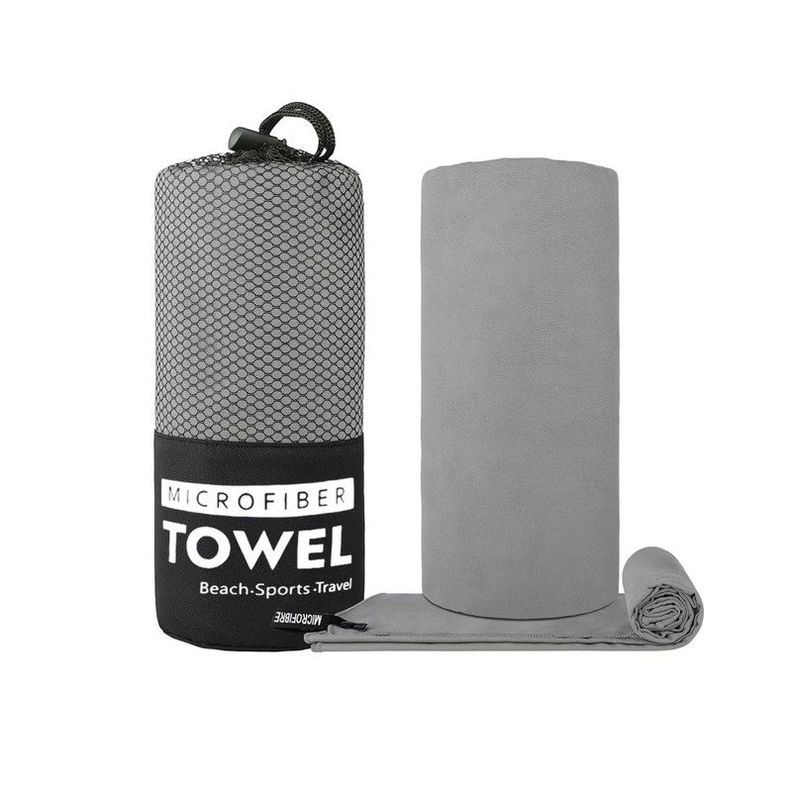 Toalla Microfibra de Deporte, Baño, Viaje, 3 Pcs Gris-2