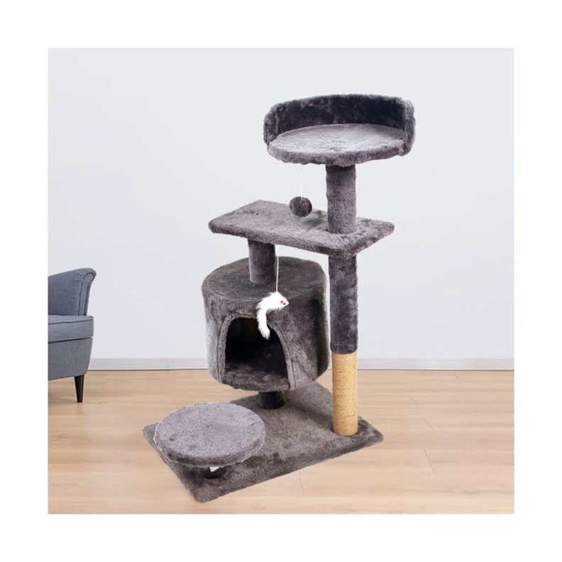 Rascador Gimnasio Para Gatos Con Juguetes Gris-1