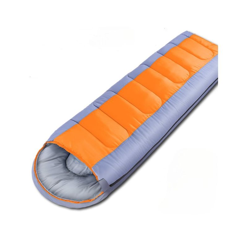 Saco de Dormir Camping 1800g de Algodón con Gorro Naranjo-0