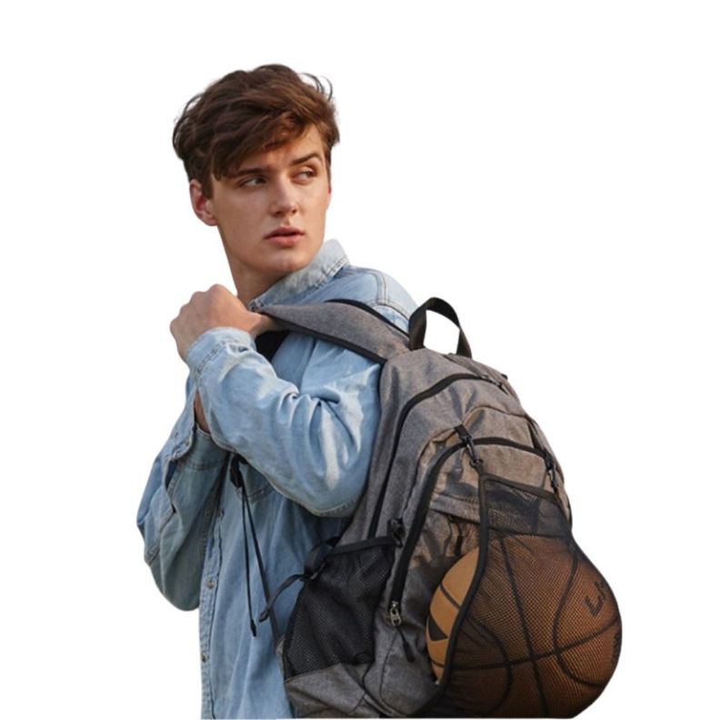 Mochila Impermeable con Carga USB y Malla Porta Balón Negro-4