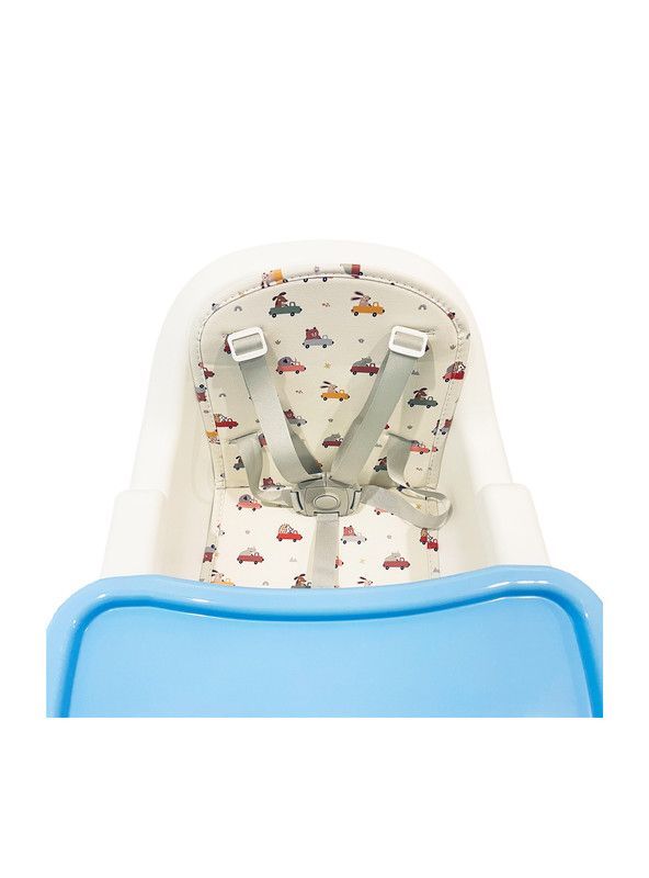 SILLA DE COMER CON CINTURÓN Y RUEDAS PARA NIÑOS, 2 en 1 Celeste-2
