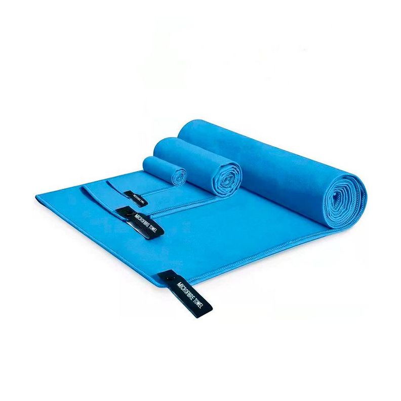 Toalla Microfibra de Deporte, Baño, Viaje, 3 Pcs Celeste-0