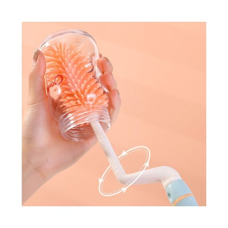 Set Cepillos Silicona para Mamaderas con Escurridor Rosado-5