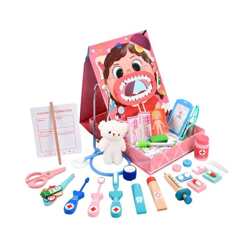 Juguete Didactico Dental Para Ninos En Madera Rosado