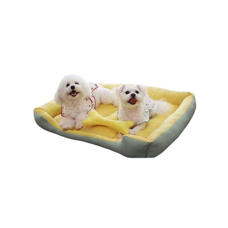 Cama Para Mascotas XL Con Juguete Máxima Comodidad Amarilla-3