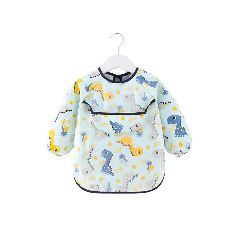 Delantal Babero Manga Larga Impermeable para Niños Verde-0