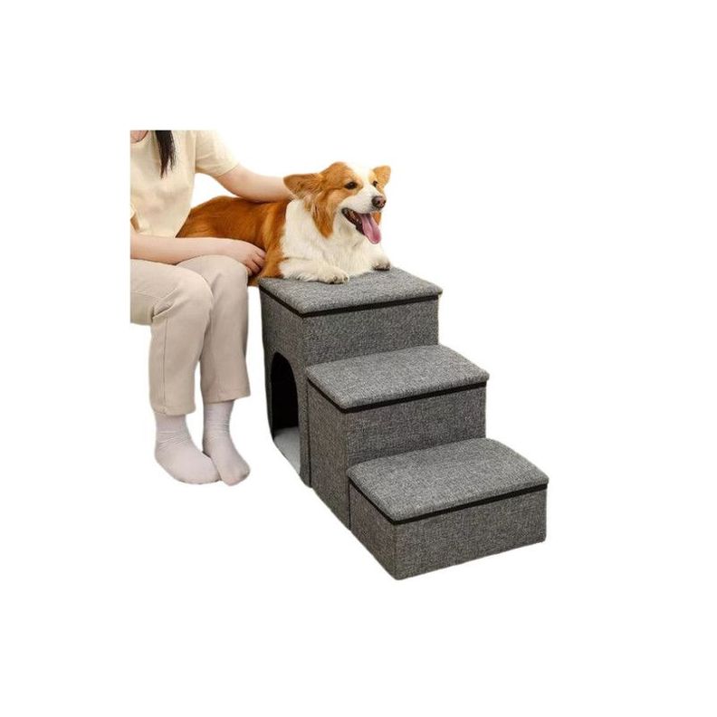 Escalera Plegable para Mascotas con Almacenamiento -1