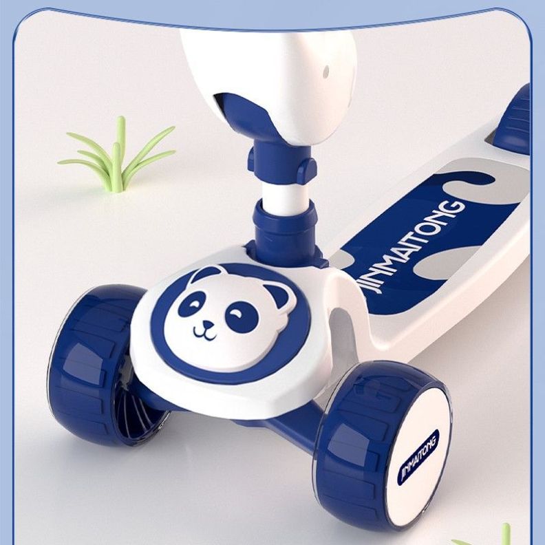 Scooter Infantil Premium Oso Panda Rueda Con Luces Azul-5