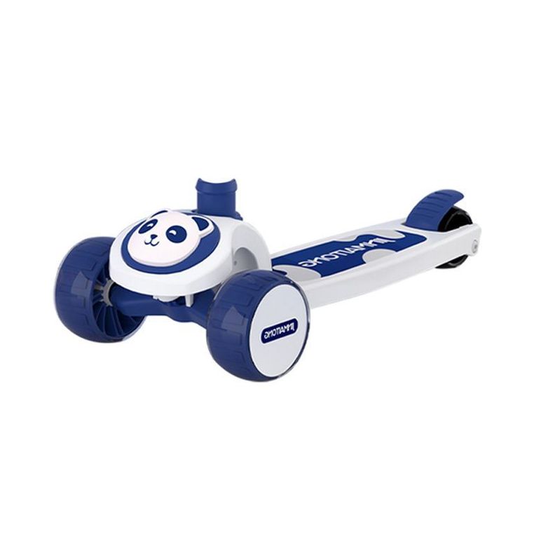 Scooter Infantil Premium Oso Panda Rueda Con Luces Azul-3