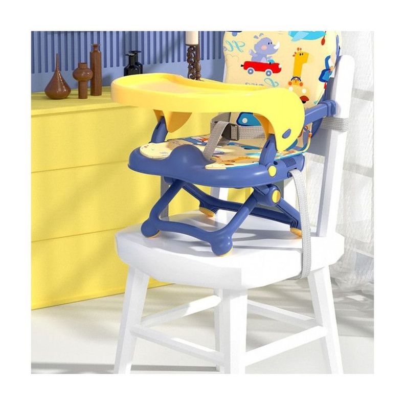Silla 2 En 1 Para Comer O Jugar Portátil Cojín Animales Azul-1