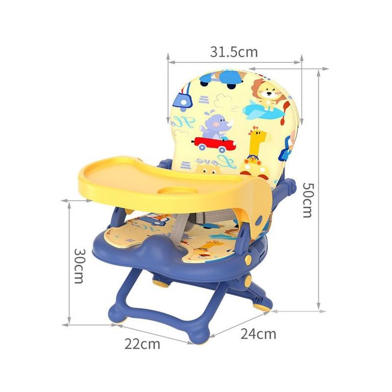 Silla 2 En 1 Para Comer O Jugar Portátil Cojín Animales Azul-3