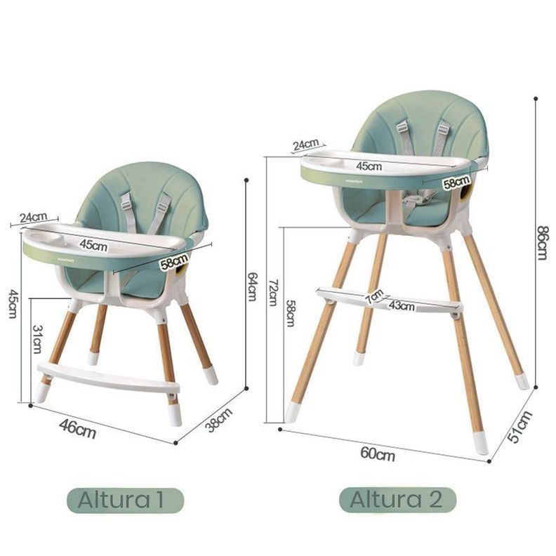 Silla De Comer 2 Alturas Cubiertas Cambiables Y Cinturón Seg-1