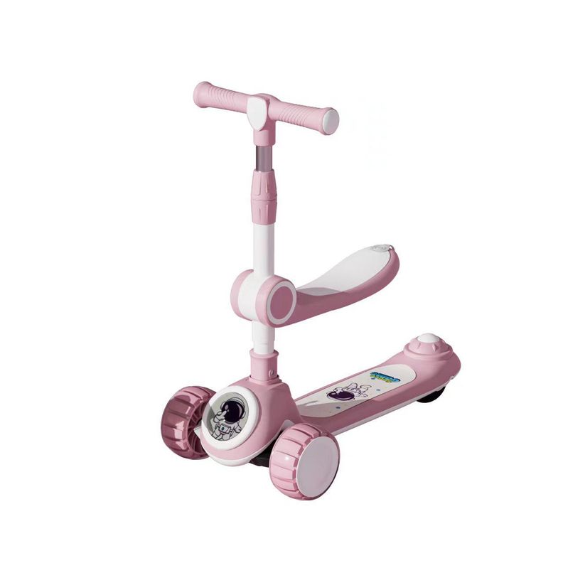 Scooter 2 En 1, Rueda Con Luz Y Sonido, Spaceman Rosado-0