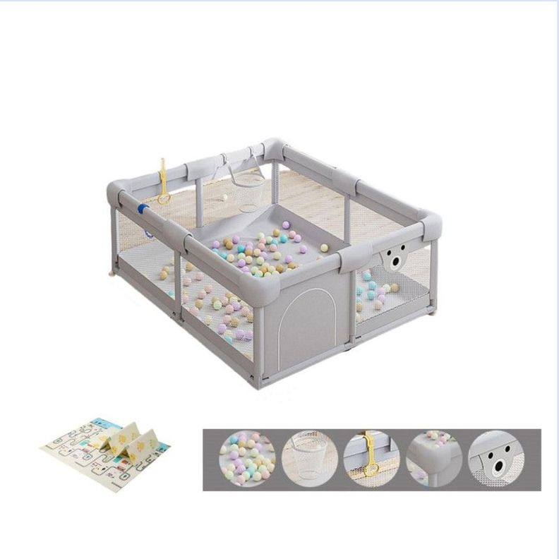 Corral Gimnasio de Juego Bebé con alfombra y Juegos, 150*180*65cm Gris-6