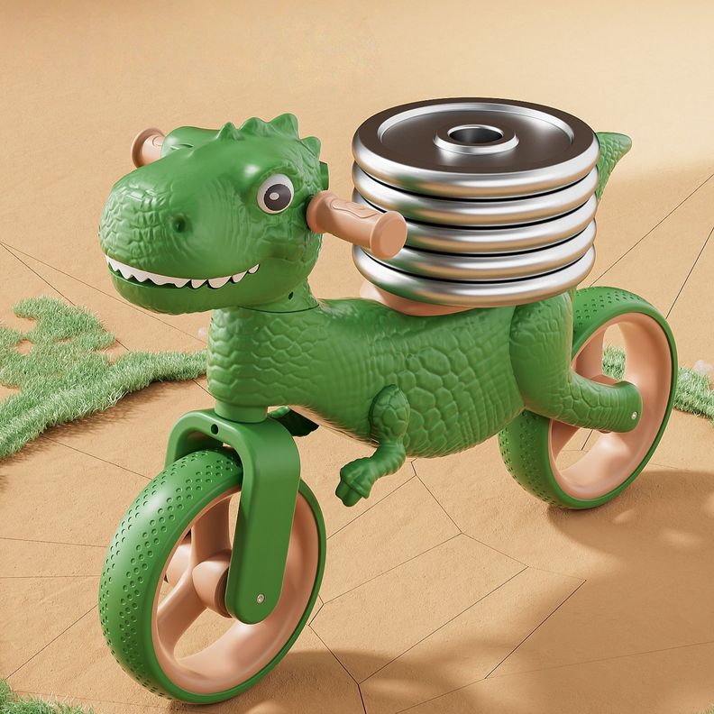 Triciclo Infantil Apache Dinosaurio 3d Con Luces Y Sonido Verde Lima