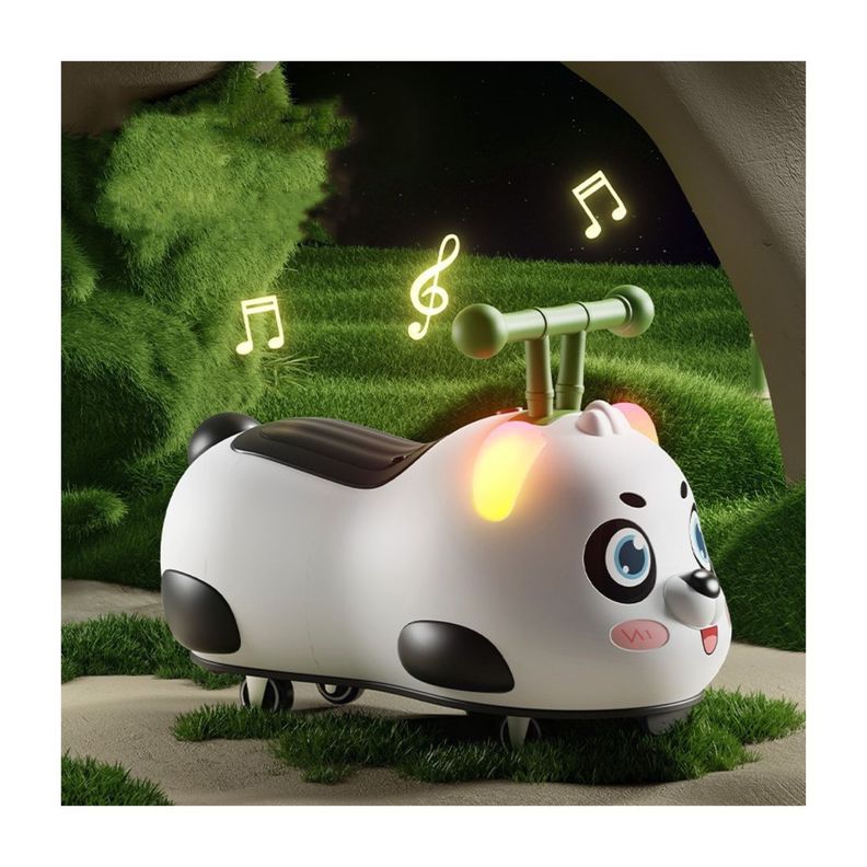 Correpasillos Auto Andador Infantil con Luces y Música Oso Panda Negro-4