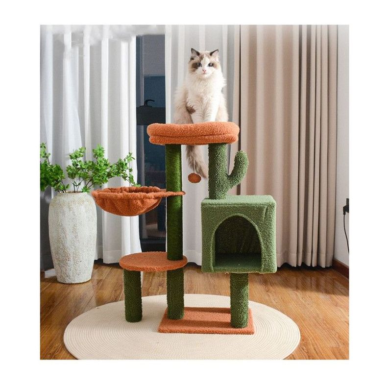 Rascador Gimnasio Para Gatos Con Juguetes Verde-2