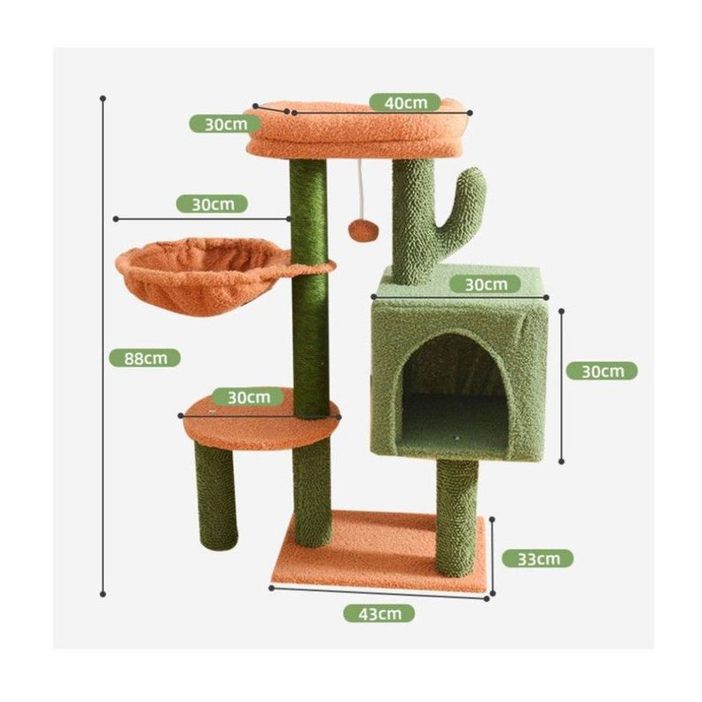 Rascador Gimnasio Para Gatos Con Juguetes Verde-4