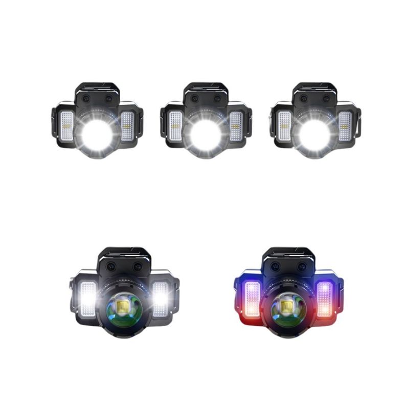 Linterna Frontal Luz Led Camping Cabeza Recargable USB-4