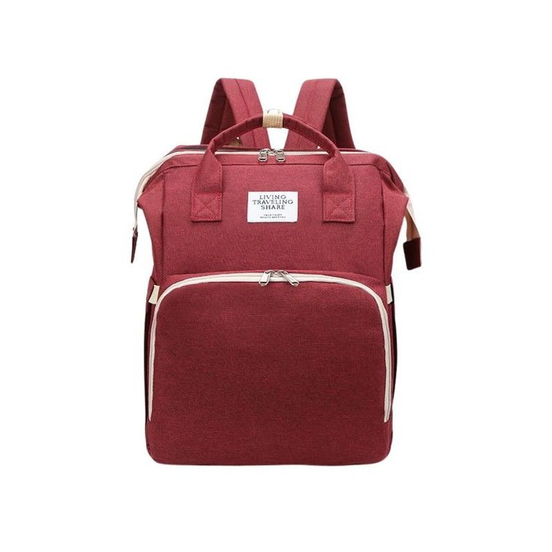 Mochila 3 en 1 - Bolso, Cuna y Mudador Portátil Rojo-0