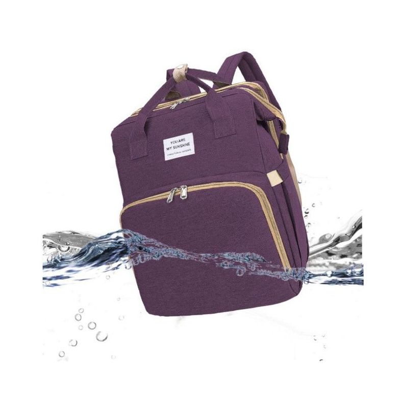 Mochila 3 en 1 - Bolso, Cuna y Mudador Portátil Rojo-5