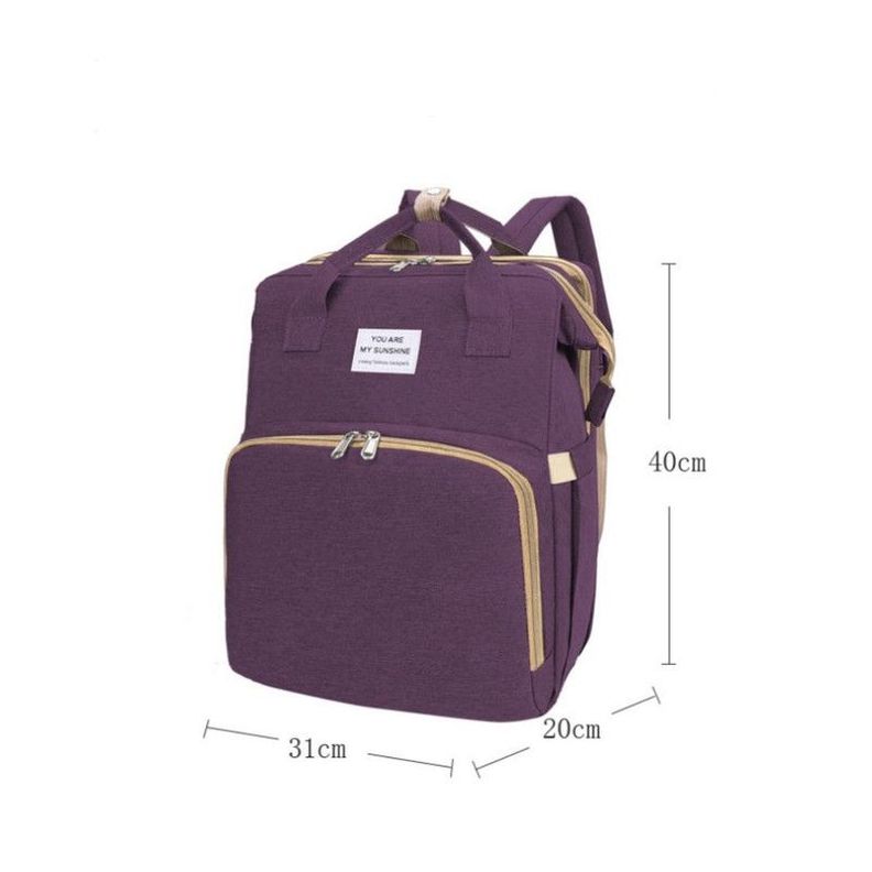 Mochila 3 en 1 - Bolso, Cuna y Mudador Portátil Rojo-6