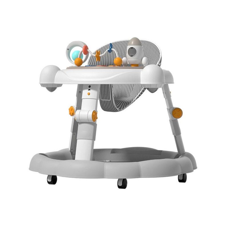 Andador Plegable Ajustable con Juguete, Pisador y Musica gris