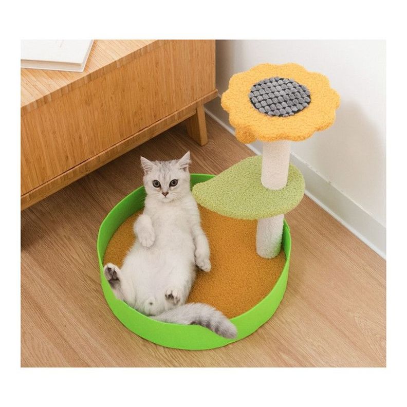 Rascador Gimnasio Para Gatos 2 Niveles Con Juguetes Verde-3