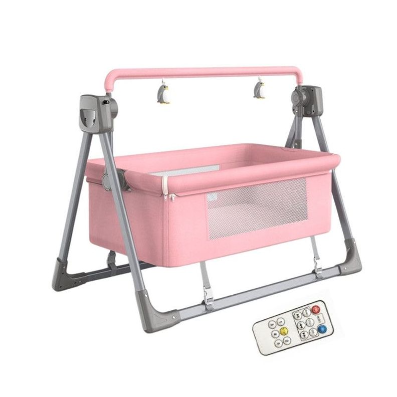 CUNA COLECHO MECEDORA ELECTRICA PLEGABLE Y BLUETOOTH ROSA Rosado