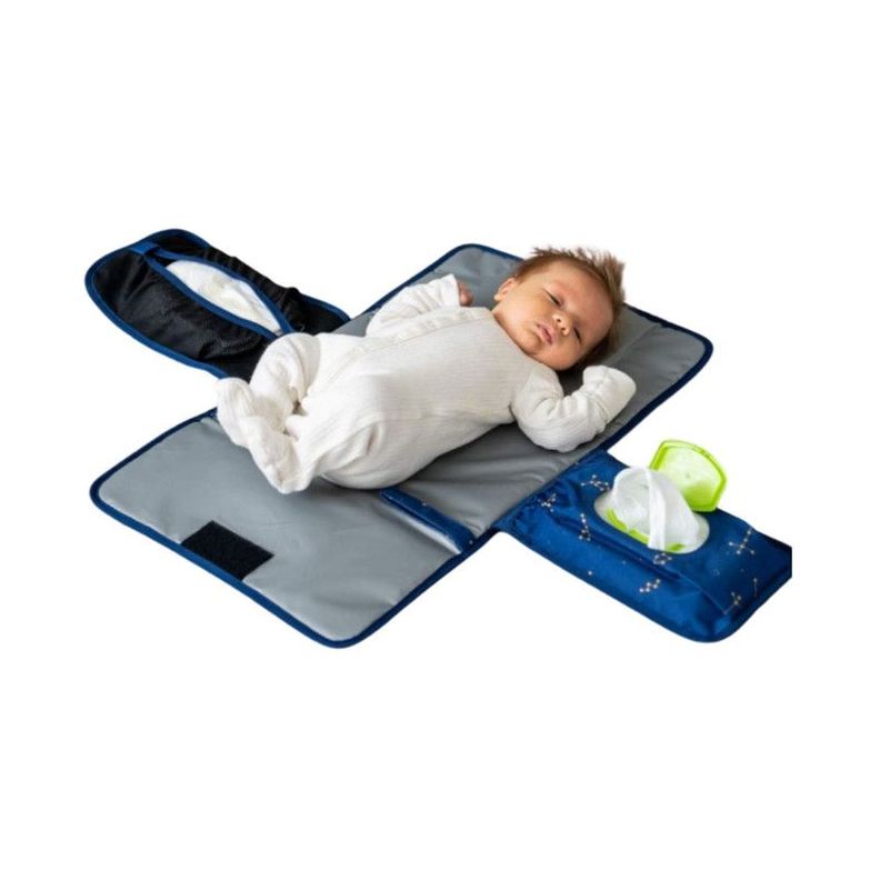 Bolso Mudador Portátil Cambiar Pañales Bebé Azul-0