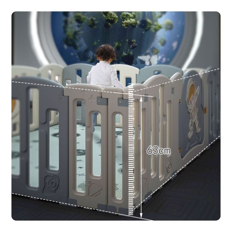 Corral Bebé 160CM con Alfombra Tobogán Aro y Caballo-3