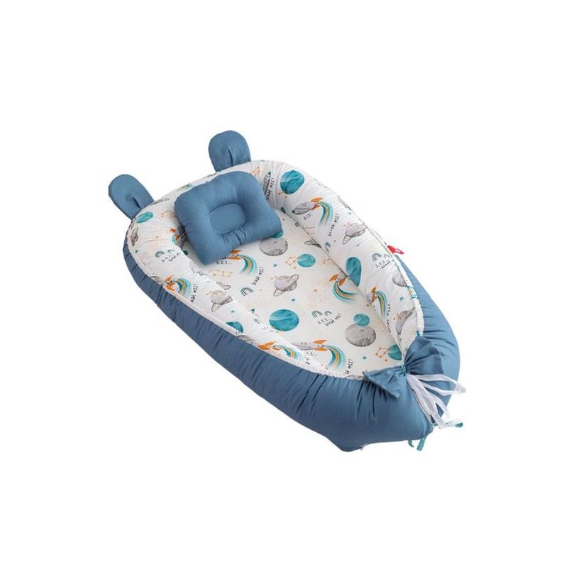 Nido Colecho Premium Cuna Portatil con Almohada Azul