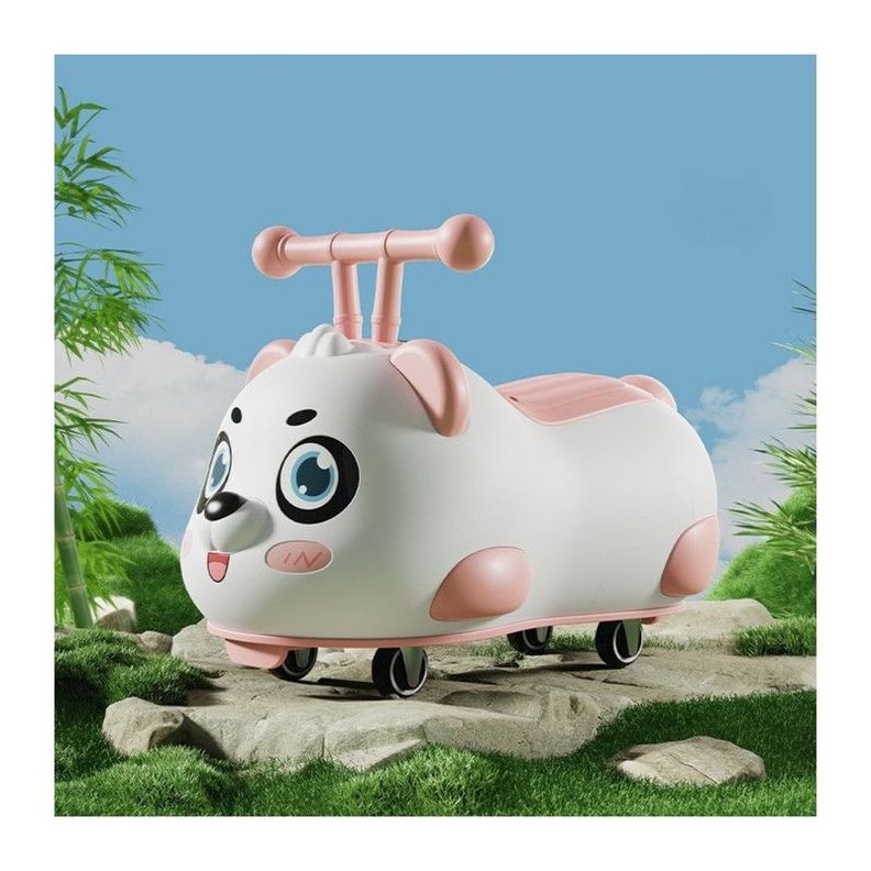 Correpasillos Auto Andador Infantil con Luces y Música Oso Panda Rosado-1