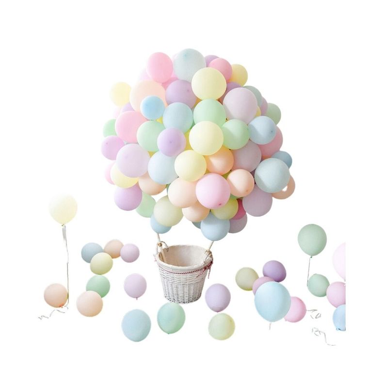 100 Globos Macaron para Fiestas o Cumpleaños, con Inflador-1