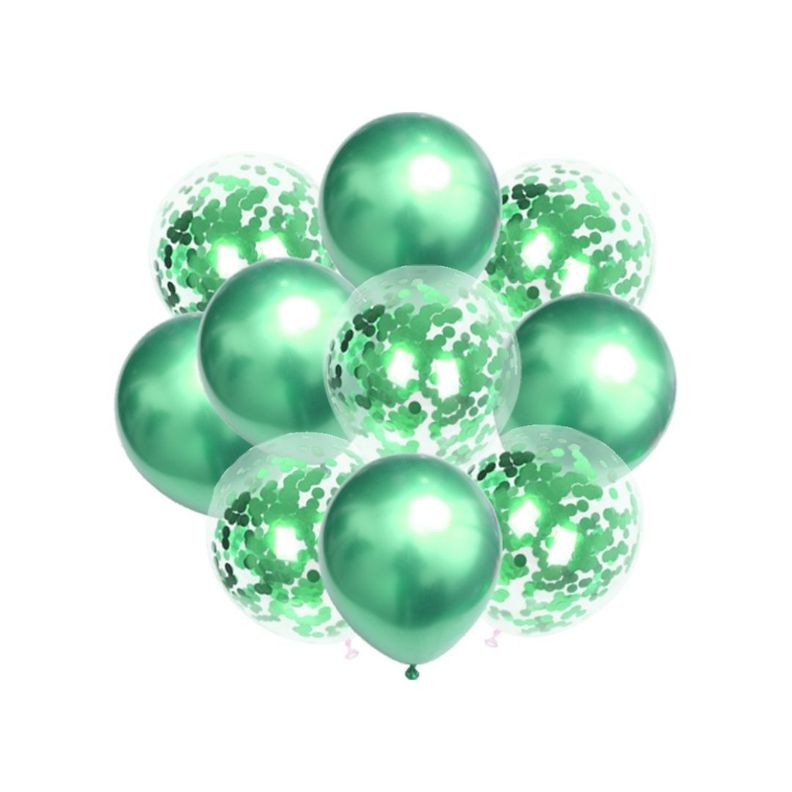 Set 12 Globos Premium para Fiestas Verde más Inflador-0